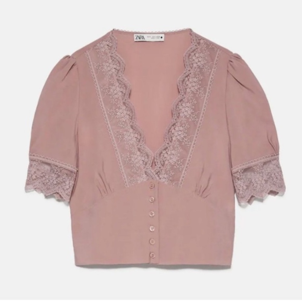 Zara Lilac Cropped Lace Top